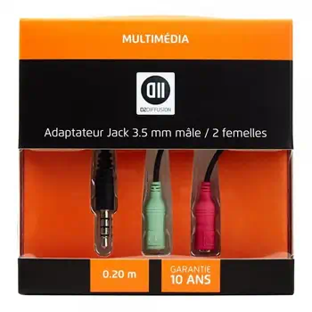 D2 Diffusion D2ADPJKM2JKF020 câble audio 0,2 m 3,5mm 2 x 3.5mm Noir achat