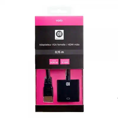 D2 Diffusion D2ADPVGAFHDMIM câble vidéo et adaptateur 0,5 m VGA (D-Sub) HDMI Noir - Connectique - visuel 1