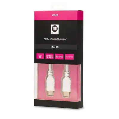 D2 Diffusion D2HDMI150B câble HDMI 1,5 m HDMI Type A (Standard) Blanc - Connectique - visuel 1