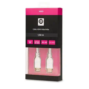 Offre D2 Diffusion D2HDMI150B câble HDMI 1,5 m HDMI Type A (Standard) Blanc
