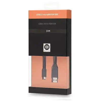 D2 Diffusion D2MICROUSB300 câble USB USB 2.0 3 m USB A Micro-USB B Noir - Connectique - visuel 1