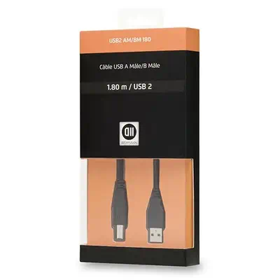D2 Diffusion D2USBAB180 câble USB USB 2.0 1,8 m USB A USB B 0,48 Gbit/s Noir - Connectique - visuel 2