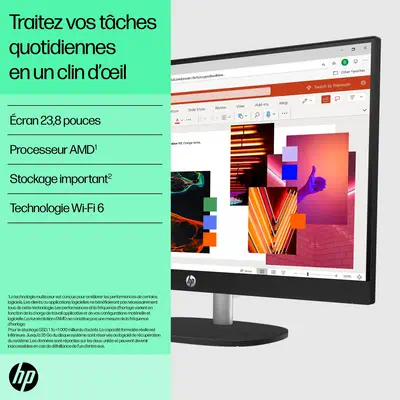 HP 24-cr0034nf AMD Ryzen™ 5 7520U 60,5 cm (23.8") 1920 x 1080 pixels PC All-in-One 8 Go LPDDR5-SDRAM - Ordinateur de bureau - visuel 9