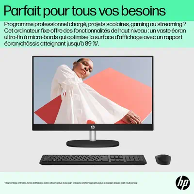 HP 24-cr0034nf AMD Ryzen™ 5 7520U 60,5 cm (23.8") 1920 x 1080 pixels PC All-in-One 8 Go LPDDR5-SDRAM - Ordinateur de bureau - visuel 6