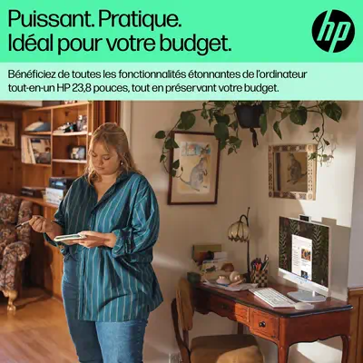 HP 24-cr0034nf AMD Ryzen™ 5 7520U 60,5 cm (23.8") 1920 x 1080 pixels PC All-in-One 8 Go LPDDR5-SDRAM - Ordinateur de bureau - visuel 8
