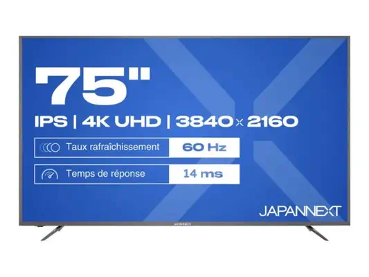 JAPANNEXT JN-IPS750UHD60F - Ecran 75p 3840x2160 4K UHD 60Hz - IPS - 450 cd/m2 - 1400:1 - HDR - HDMI  - Affichage dynamique - visuel 1