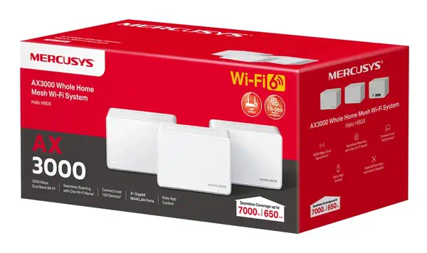 Mercusys Halo H80X (3-pack) Bi-bande (2,4 GHz / 5 GHz) Wi-Fi 6 (802.11ax) Blanc Interne - Routeur - visuel 5