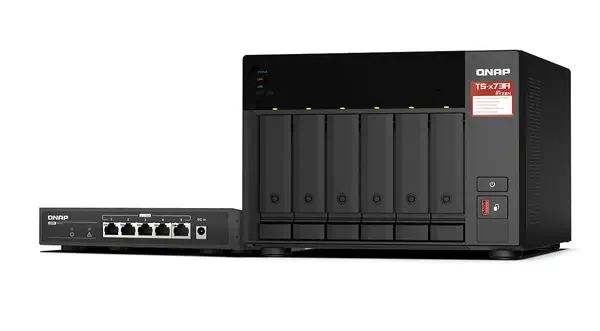 QNAP TS-673A-SW5T serveur de stockage NAS Tower Ryzen Embedded V1500B 8 Go DDR4 0 To QNAP QTS Noir - Serveur NAS - visuel 1