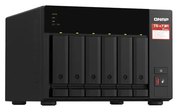 QNAP TS-673A-SW5T serveur de stockage NAS Tower Ryzen Embedded V1500B 8 Go DDR4 0 To QNAP QTS Noir - Serveur NAS - visuel 4