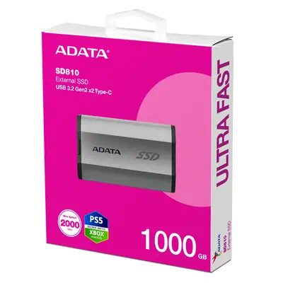 ADATA SD810 1 To USB Type-C USB 3.2 Gen 2x2 Noir, Argent - Disque dur Externe - visuel 6