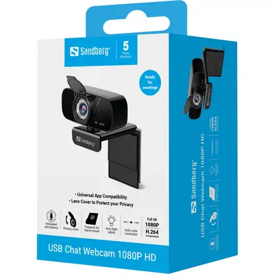 Sandberg 134-15 webcam 2 MP 1920 x 1080 pixels USB 2.0 Noir - Webcam - visuel 5