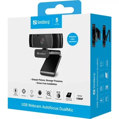 Sandberg 134-38 webcam 2,07 MP 1920 x 1080 pixels USB 2.0 Noir - Webcam - visuel 7