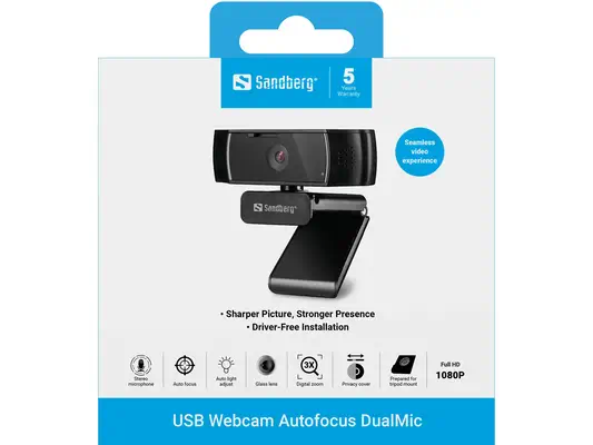 Sandberg 134-38 webcam 2,07 MP 1920 x 1080 pixels USB 2.0 Noir - Webcam - visuel 6