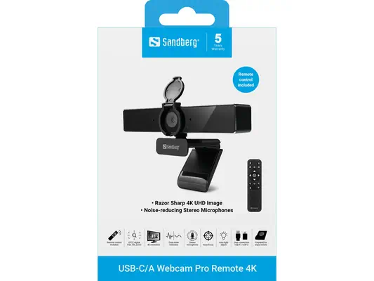 Sandberg 134-45 webcam 8 MP 3840 x 2160 pixels USB Noir - Webcam - visuel 8