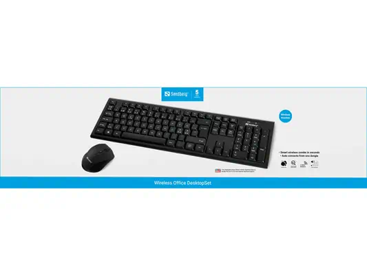 Sandberg 631-23 clavier Souris incluse maison/bureau RF sans fil QWERTY Anglais Noir - Pack Clavier, souris - visuel 2
