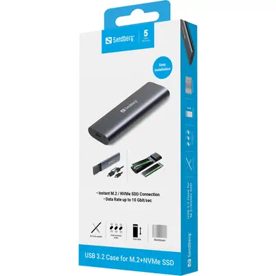 Sandberg 136-39 Boîtier de disques de stockage Enceinte ssd Noir M.2 - Adaptateur stockage - visuel 8