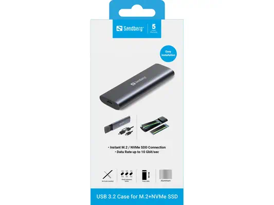 Sandberg 136-39 Boîtier de disques de stockage Enceinte ssd Noir M.2 - Adaptateur stockage - visuel 7