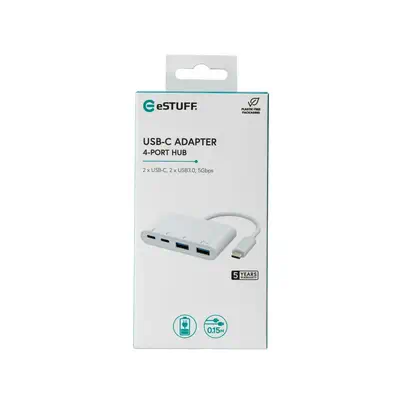 eSTUFF ES625002 hub & concentrateur USB 3.2 Gen 1 (3.1 Gen 1) Type-C 10000 Mbit/s Blanc - Station d'accueil pour portable - visuel 3