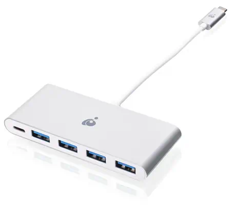 iogear GUH3C4PD hub & concentrateur USB 3.2 Gen 1 (3.1 Gen 1) Type-C 5000 Mbit/s Blanc - Station d'accueil pour portable - visuel 1