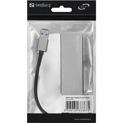Sandberg 333-67 hub & concentrateur USB 3.2 Gen 1 (3.1 Gen 1) Type-A 5000 Mbit/s Gris - Station d'accueil pour portable - visuel 2