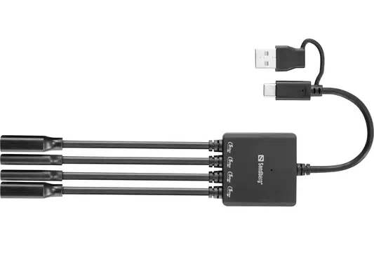 Sandberg 136-81 hub & concentrateur USB 3.2 Gen 1 (3.1 Gen 1) Type-A + Type-C 5000 Mbit/s Noir - Station d'accueil pour portable - visuel 2