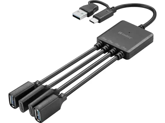 Sandberg 136-81 hub & concentrateur USB 3.2 Gen 1 (3.1 Gen 1) Type-A + Type-C 5000 Mbit/s Noir - Station d'accueil pour portable - visuel 1