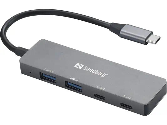 Sandberg 136-50 hub & concentrateur USB Type-C 5000 Mbit/s Gris - Station d'accueil pour portable - visuel 1