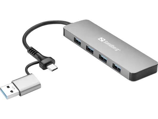 USB-C/A to 4xUSB 3.0 Hub - Sandberg - Station d'accueil pour portable - visuel 1