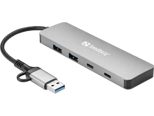 USB-C/A to 2xUSB-A+2xUSB-C Hub - Sandberg - Station d'accueil pour portable - visuel 2