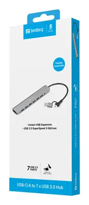 Sandberg 136-66 hub & concentrateur USB 3.2 Gen 1 (3.1 Gen 1) Type-A + Type-C 5000 Mbit/s - Station d'accueil pour portable - visuel 4