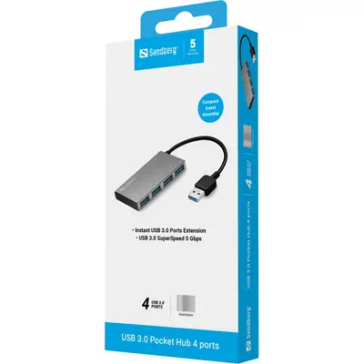 Sandberg USB 3.0 Pocket Hub 4 ports - Station d'accueil pour portable - visuel 3