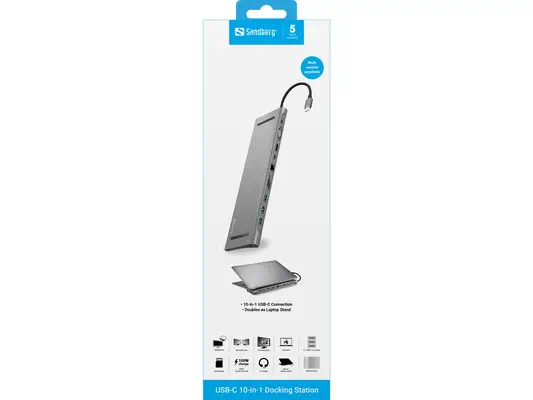 Sandberg USB-C 10-in-1 Docking Station - Station d'accueil pour portable - visuel 3