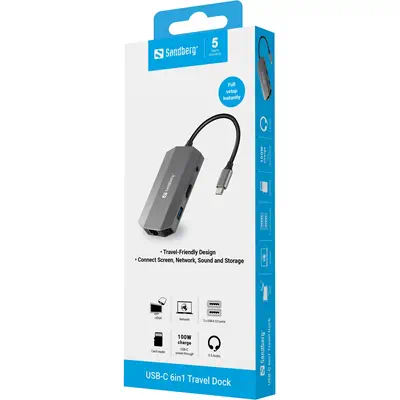 Sandberg USB-C 6-in1 Travel Dock - Station d'accueil pour portable - visuel 8