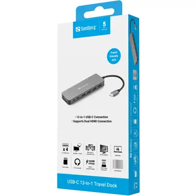 Sandberg USB-C 13-in-1 Travel Dock - Station d'accueil pour portable - visuel 5