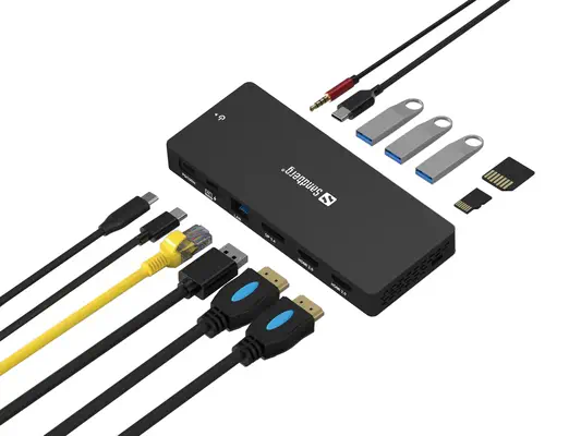 Sandberg 136-61 station d'accueil Avec fil USB 3.2 Gen 1 (3.1 Gen 1) Type-C Gris - Station d'accueil pour portable - visuel 3