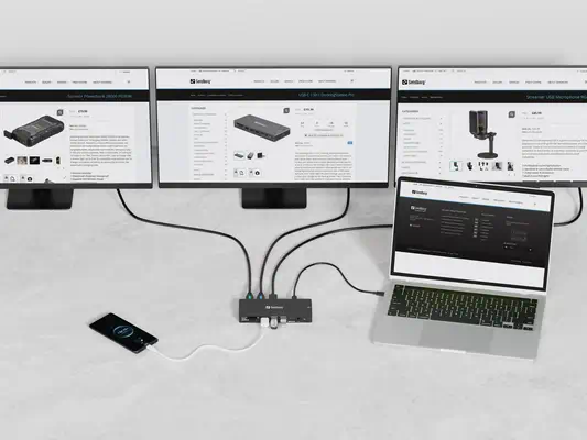 Sandberg 136-61 station d'accueil Avec fil USB 3.2 Gen 1 (3.1 Gen 1) Type-C Gris - Station d'accueil pour portable - visuel 5