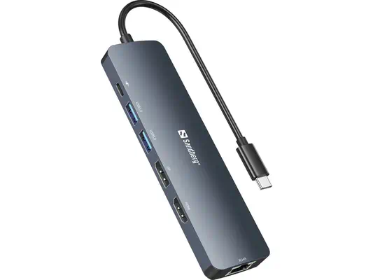 Sandberg 136-43 station d'accueil USB 3.2 Gen 1 (3.1 Gen 1) Type-C Gris - Station d'accueil pour portable - visuel 2
