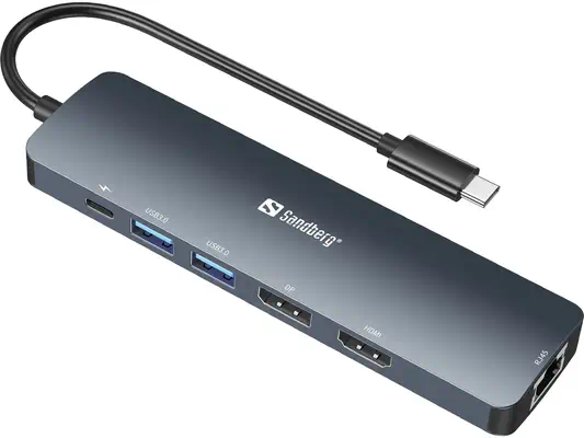 Sandberg 136-43 station d'accueil USB 3.2 Gen 1 (3.1 Gen 1) Type-C Gris - Station d'accueil pour portable - visuel 1