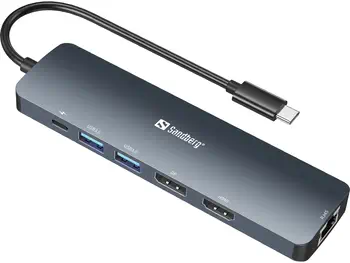 Revendeur officiel Sandberg 136-43 station d'accueil USB 3.2 Gen 1 (3.1 Gen 1) Type-C Gris