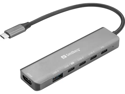 Sandberg 136-77 station d'accueil Avec fil USB 3.2 Gen 1 (3.1 Gen 1) Type-C Gris - Station d'accueil pour portable - visuel 1