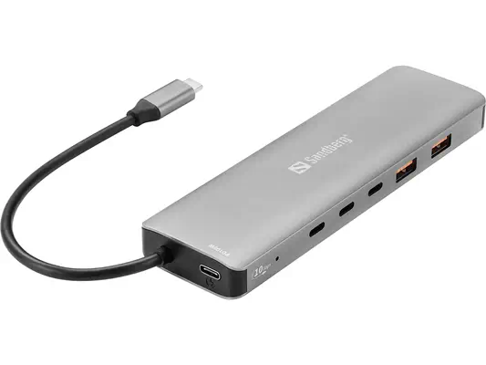 Sandberg 136-79 station d'accueil Avec fil USB 3.2 Gen 2 (3.1 Gen 2) Type-C Gris - Station d'accueil pour portable - visuel 3