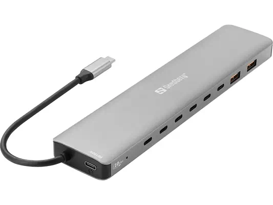 Sandberg 136-80 station d'accueil Avec fil USB 3.2 Gen 2 (3.1 Gen 2) Type-C Gris - Station d'accueil pour portable - visuel 3