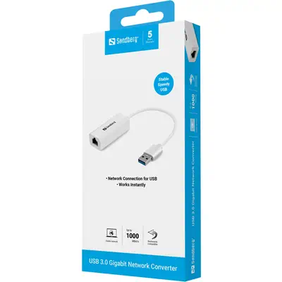 Sandberg USB3.0 Gigabit Network Adapter - Station d'accueil pour portable - visuel 2