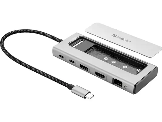 Sandberg 136-82 station d'accueil Avec fil USB 3.2 Gen 2 (3.1 Gen 2) Type-C Gris - Station d'accueil pour portable - visuel 1