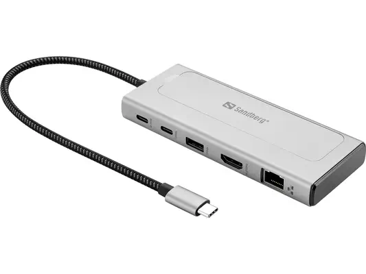 Sandberg 136-82 station d'accueil Avec fil USB 3.2 Gen 2 (3.1 Gen 2) Type-C Gris - Station d'accueil pour portable - visuel 2