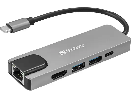 Sandberg 336-99 station d'accueil Avec fil USB 3.2 Gen 1 (3.1 Gen 1) Type-C Argent - Station d'accueil pour portable - visuel 1