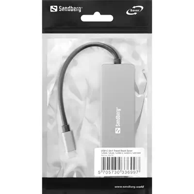 Sandberg 336-99 station d'accueil Avec fil USB 3.2 Gen 1 (3.1 Gen 1) Type-C Argent - Station d'accueil pour portable - visuel 2