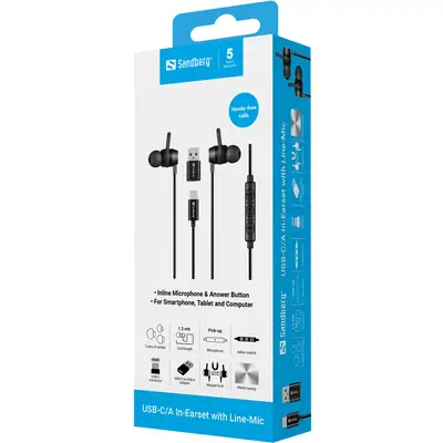 Sandberg USB-C/A In-Earset with Line-Mic - Casque Micro - visuel 6