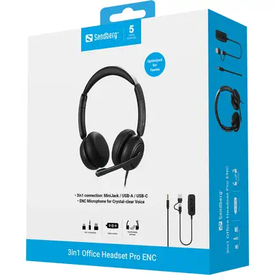 Sandberg 126-54 casque Avec fil Arceau Bureau/Centre d'appels USB Type-C / USB Type-A Noir - Casque Micro - visuel 6