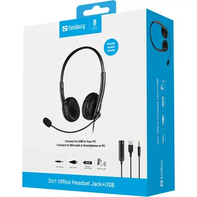 Sandberg 126-21 casque Casques Avec fil Arceau Bureau/Centre d'appels Noir - Casque Micro - visuel 4